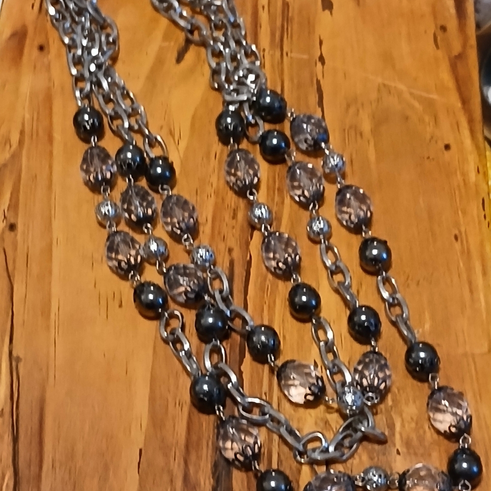 Vintage Silver and Black Multi-Strand Necklace